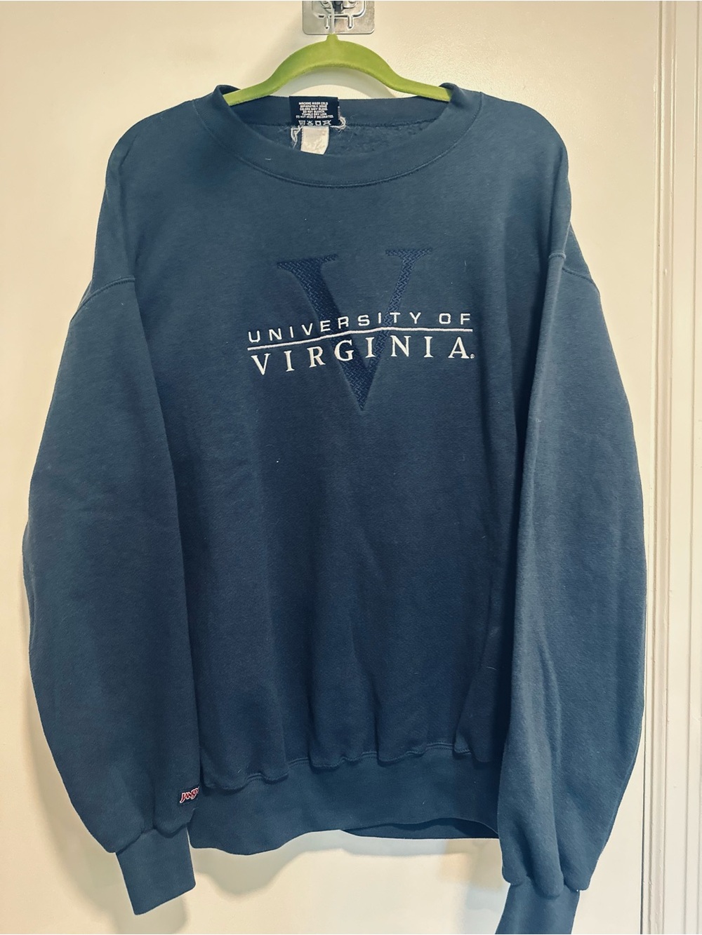 VTG 90s Jansport Sz:L University Virginia UVA Crewneck Navy Blue Sweatshirt.